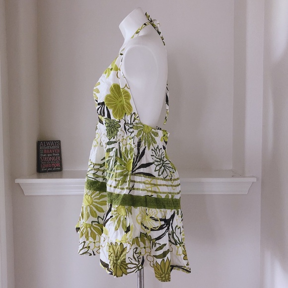 🚫Mileage Floral Tiered Top Tie Back Green White Plus Size 1X, New w/Tag - Picture 3 of 11